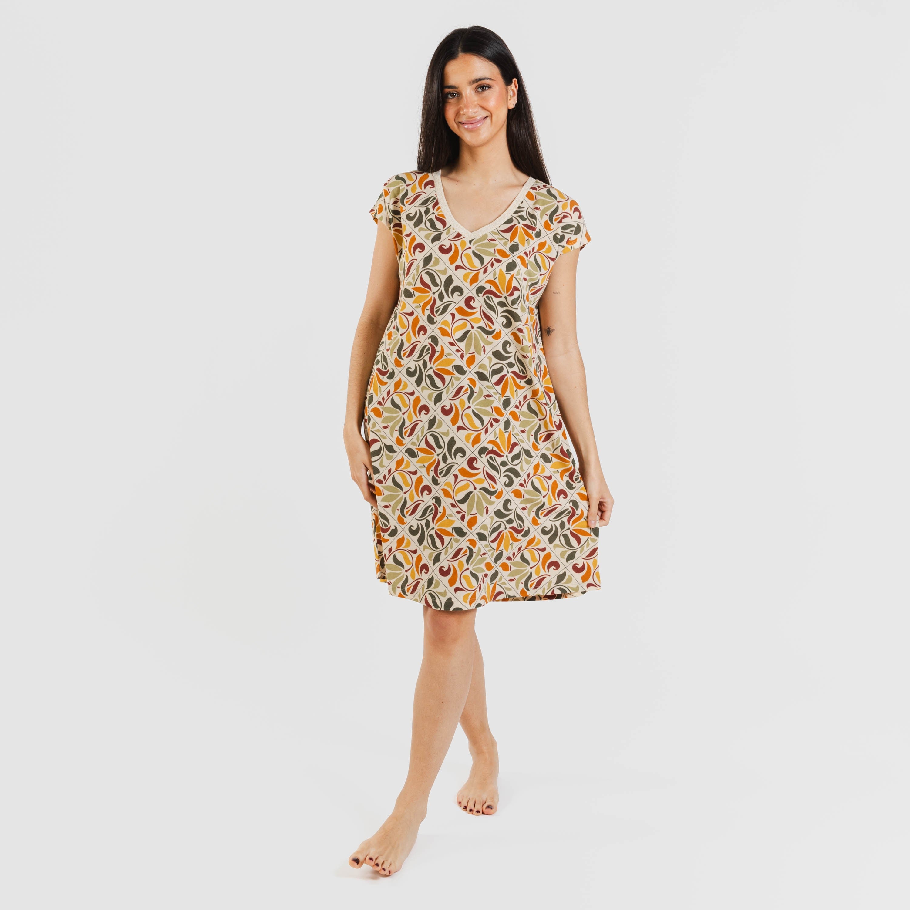 Abito corto e fluido in crêpe Cilian