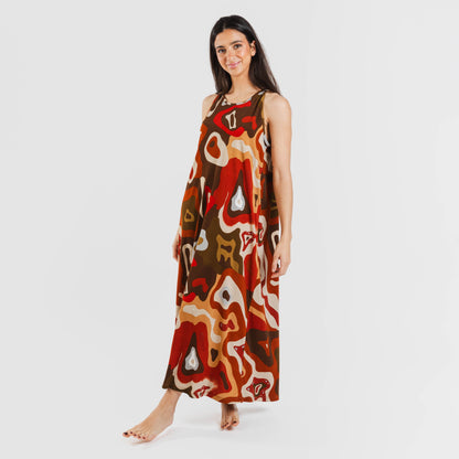 ABITO LUNGO CON SPALLINE IN CREPE EDURNE, TAGLIA UNICA