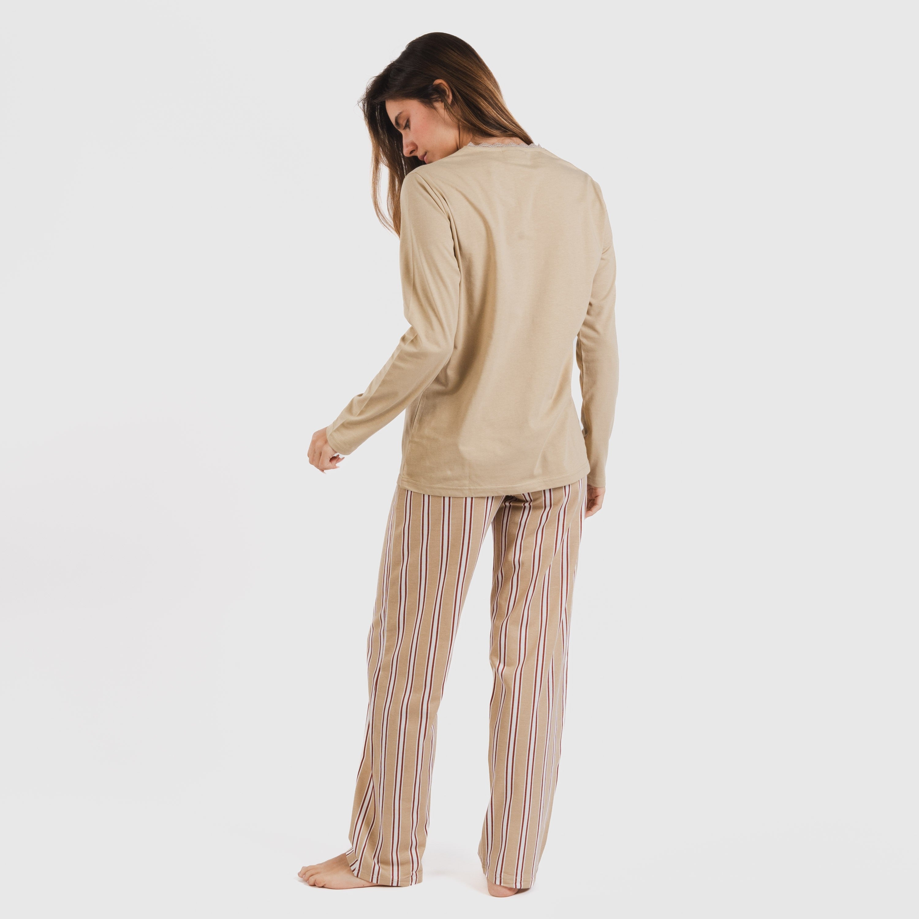 PIGIAMA LUNGO A RIGHE DA DONNA ICO