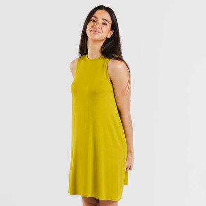 ABITO CORTO CON SPALLINE IN VISCOSA TINTA UNITA