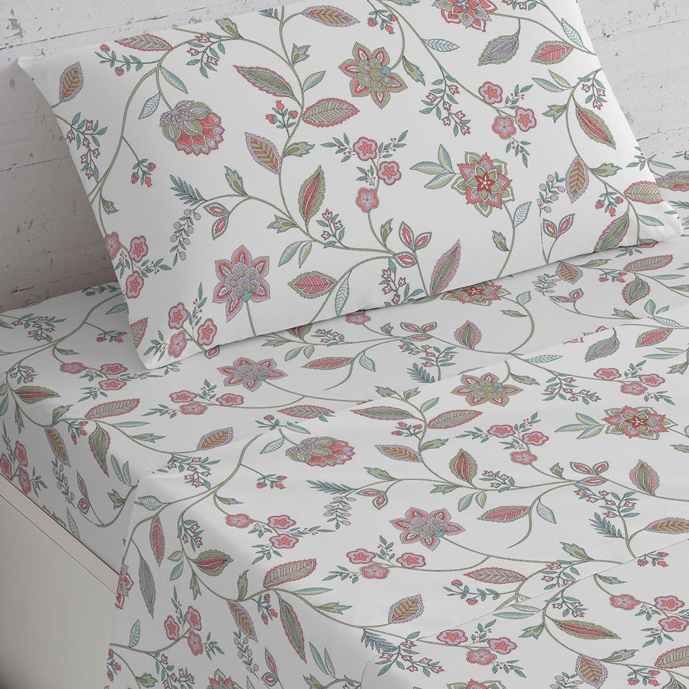 SET LENZUOLA PERCALE ALG ROSA