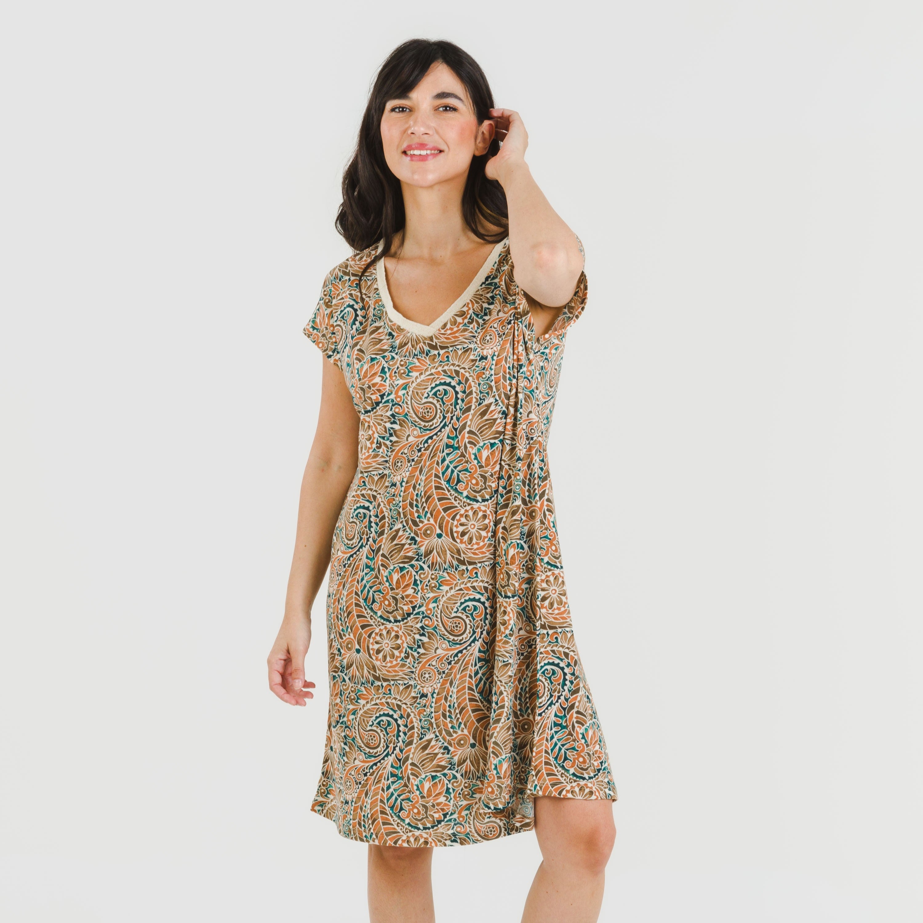 ABITO CORTO M/CRÉPE FLUIDA ESTELS