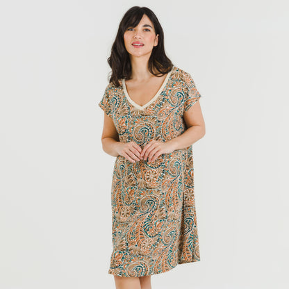 ABITO CORTO M/CRÉPE FLUIDA ESTELS