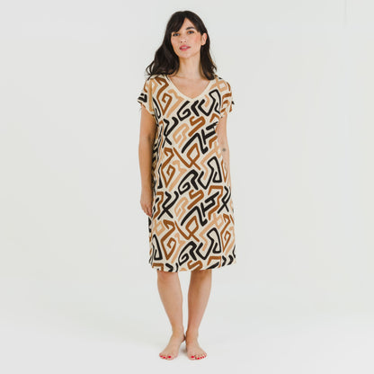 ABITO CORTO FLUO IN CREPE DOMEKA