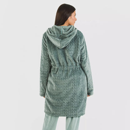 VESTAGLIA IN VELLUTO DEVORE CON CAPPELLO LISA