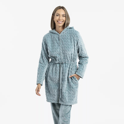 VESTAGLIA IN VELLUTO DEVORE CON CAPPELLO LISA