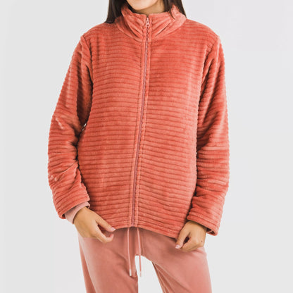 FELPA IN VELLUTO A RIGHE SEMPLICI DA DONNA