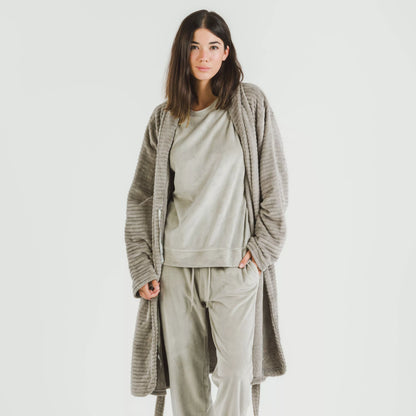 VESTAGLIA DA DONNA IN VELLUTO A RIGHE SEMPLICI