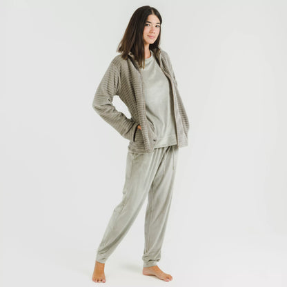 FELPA IN VELLUTO A RIGHE SEMPLICI DA DONNA