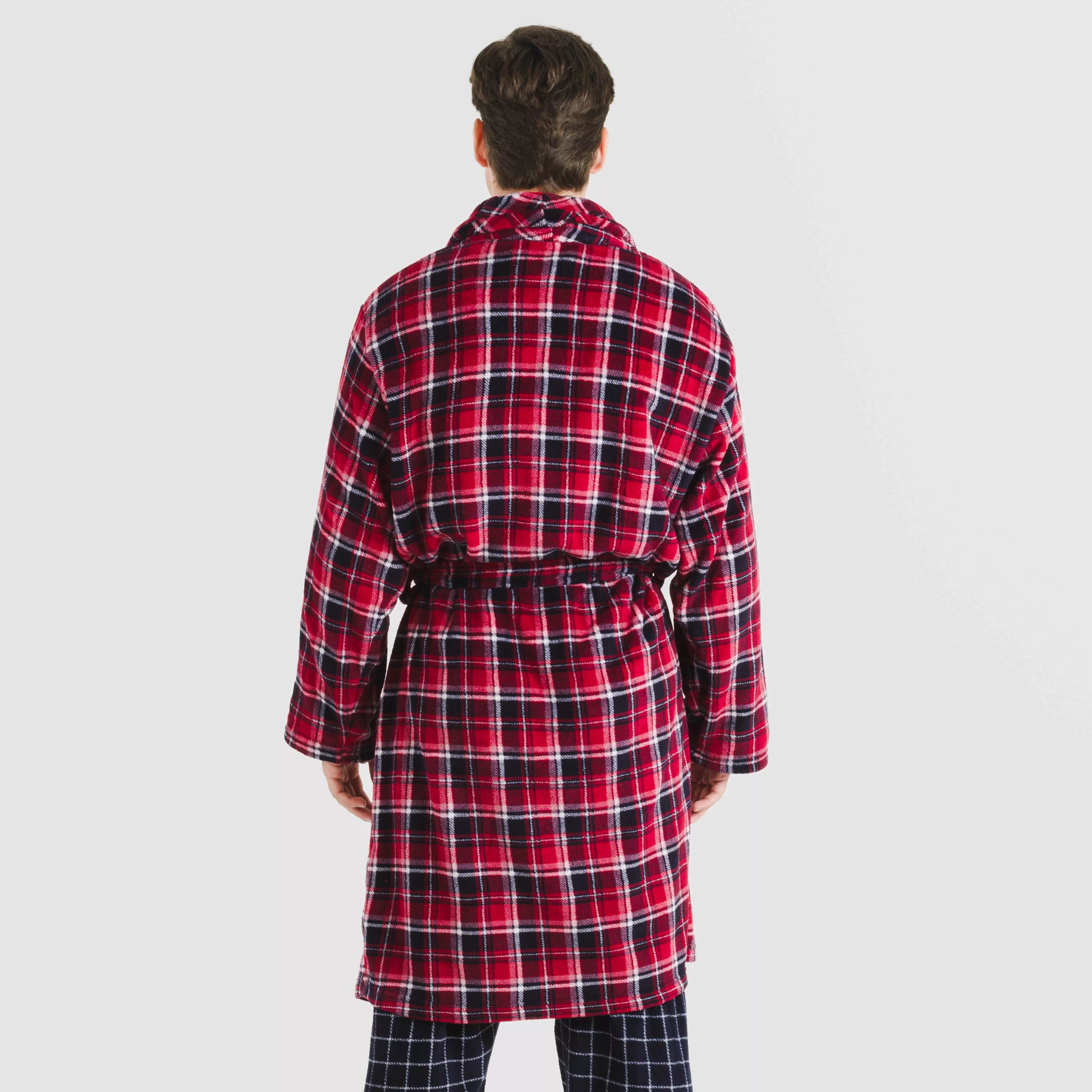 Vestaglia da uomo in corallo con motivo a quadri Cocoro