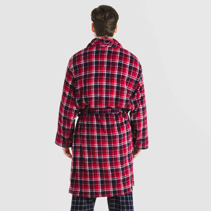 Vestaglia da uomo in corallo con motivo a quadri Cocoro