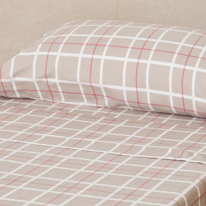 SET LENZUOLA IN FLANELLA A QUADRI CAMMELLO