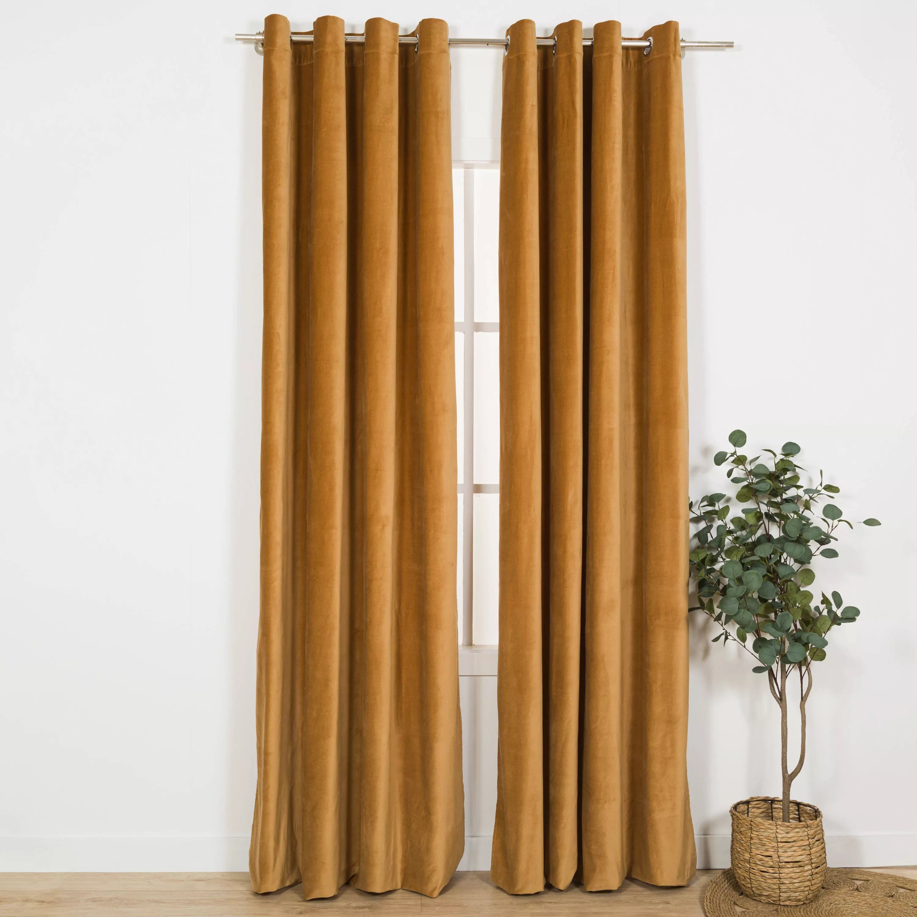 TENDA CON OCCHIELLI IN VELLUTO DI COTONE 140X260CM