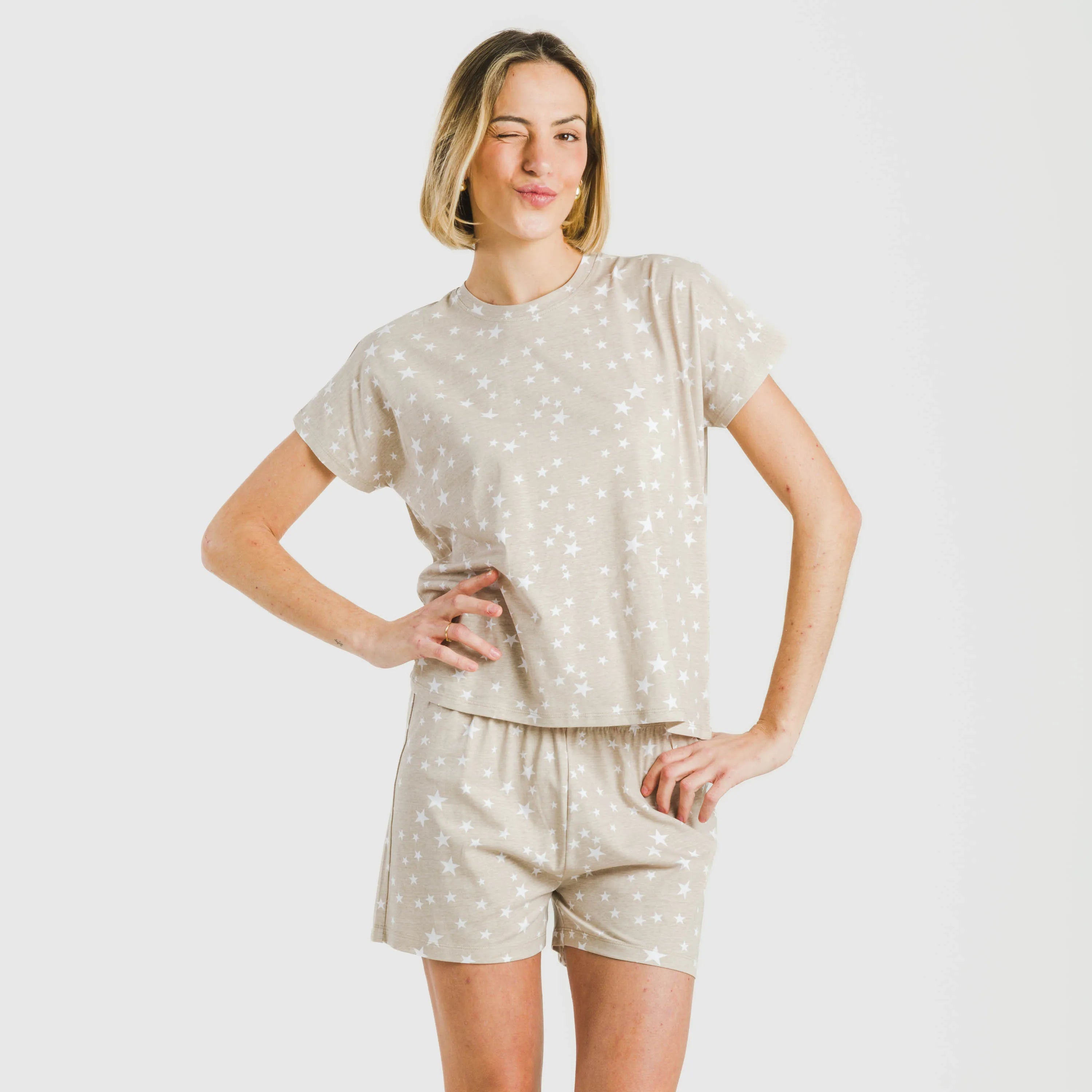 PIGIAMA CRT M/FLUID ALG DA DONNA CON STELLE