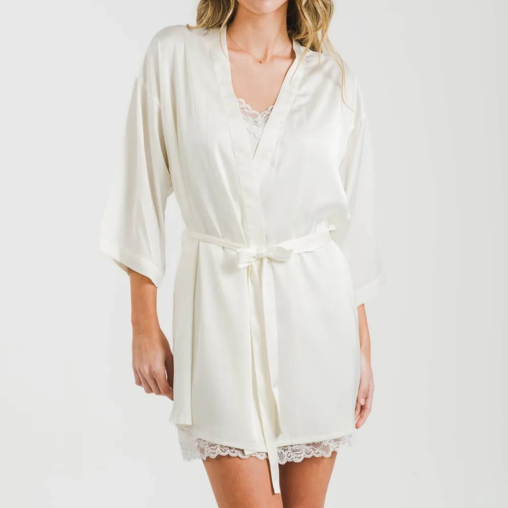 Vestaglia corta in raso da donna Friday Solid