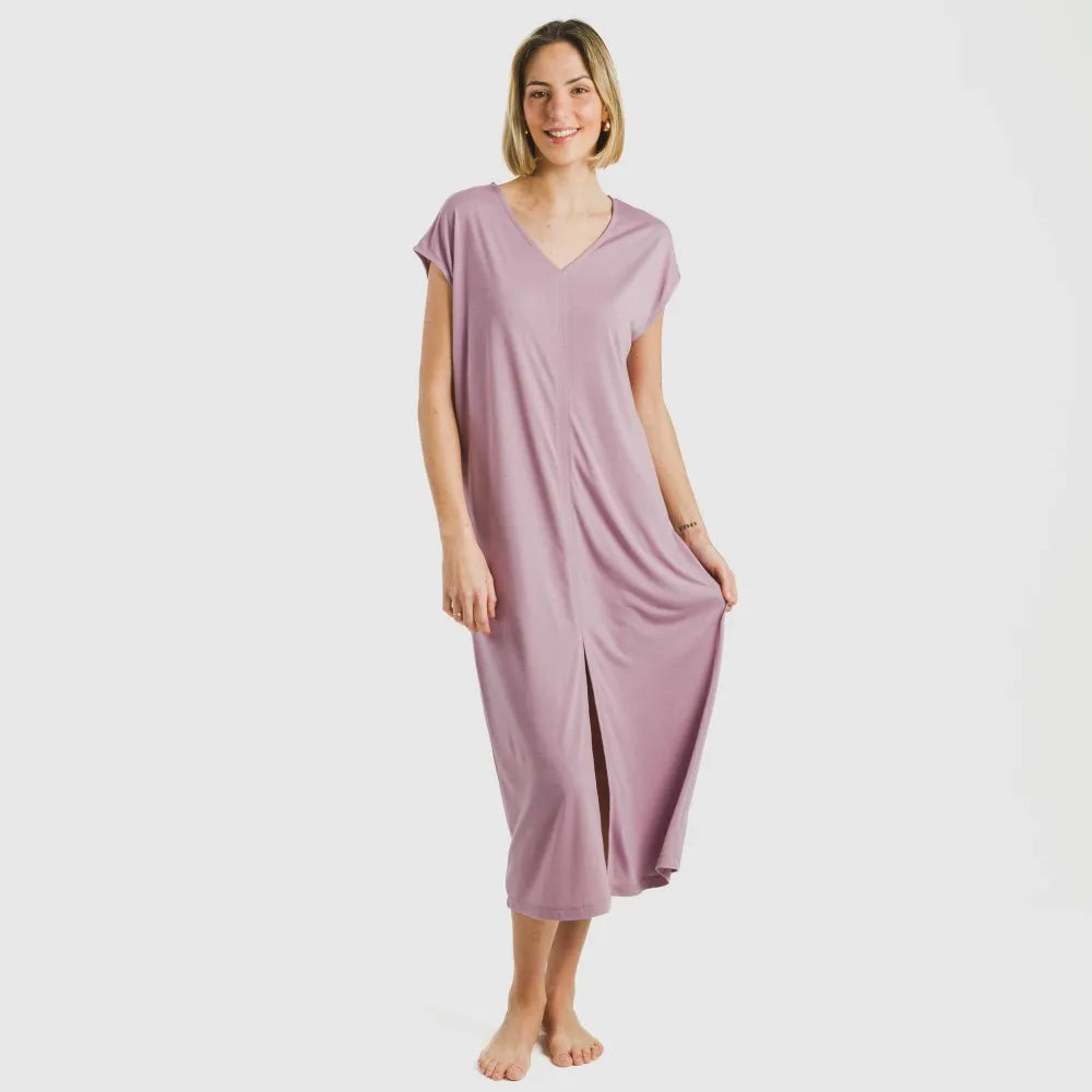 ABITO LUNGO M/VISCOSA FLUIDA TINTA UNITA