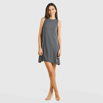 ABITO CORTO CON SPALLINE IN VISCOSA TINTA UNITA