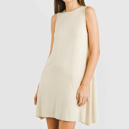 ABITO CORTO CON SPALLINE IN VISCOSA TINTA UNITA