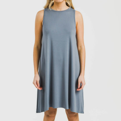 ABITO CORTO CON SPALLINE IN VISCOSA TINTA UNITA