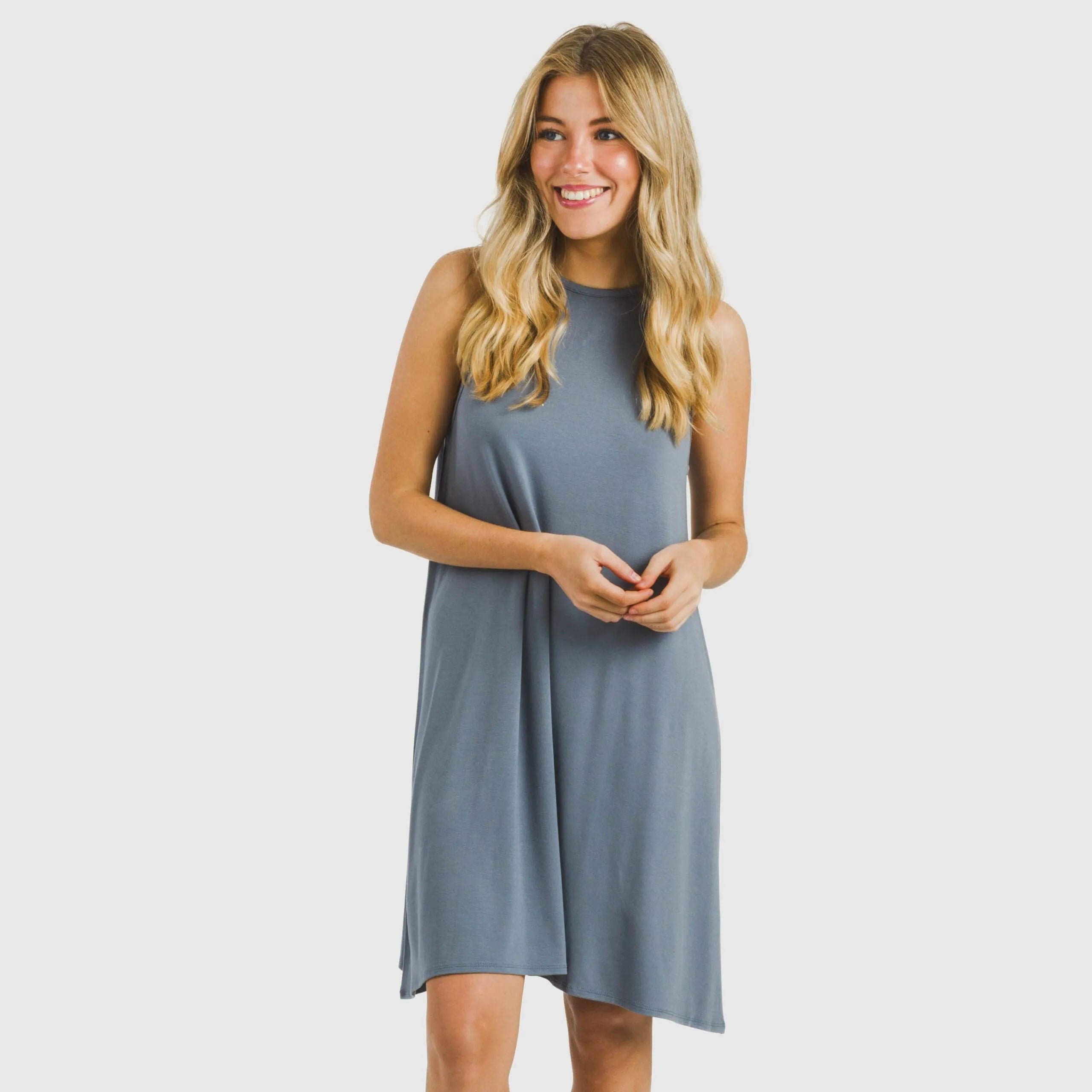 ABITO CORTO CON SPALLINE IN VISCOSA TINTA UNITA