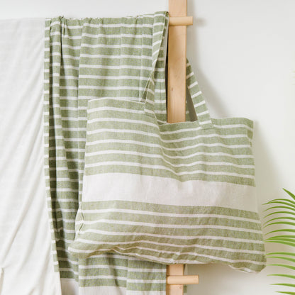 PACK PAREO ASCIUGAMANO + BORSA A RIGHE ALG