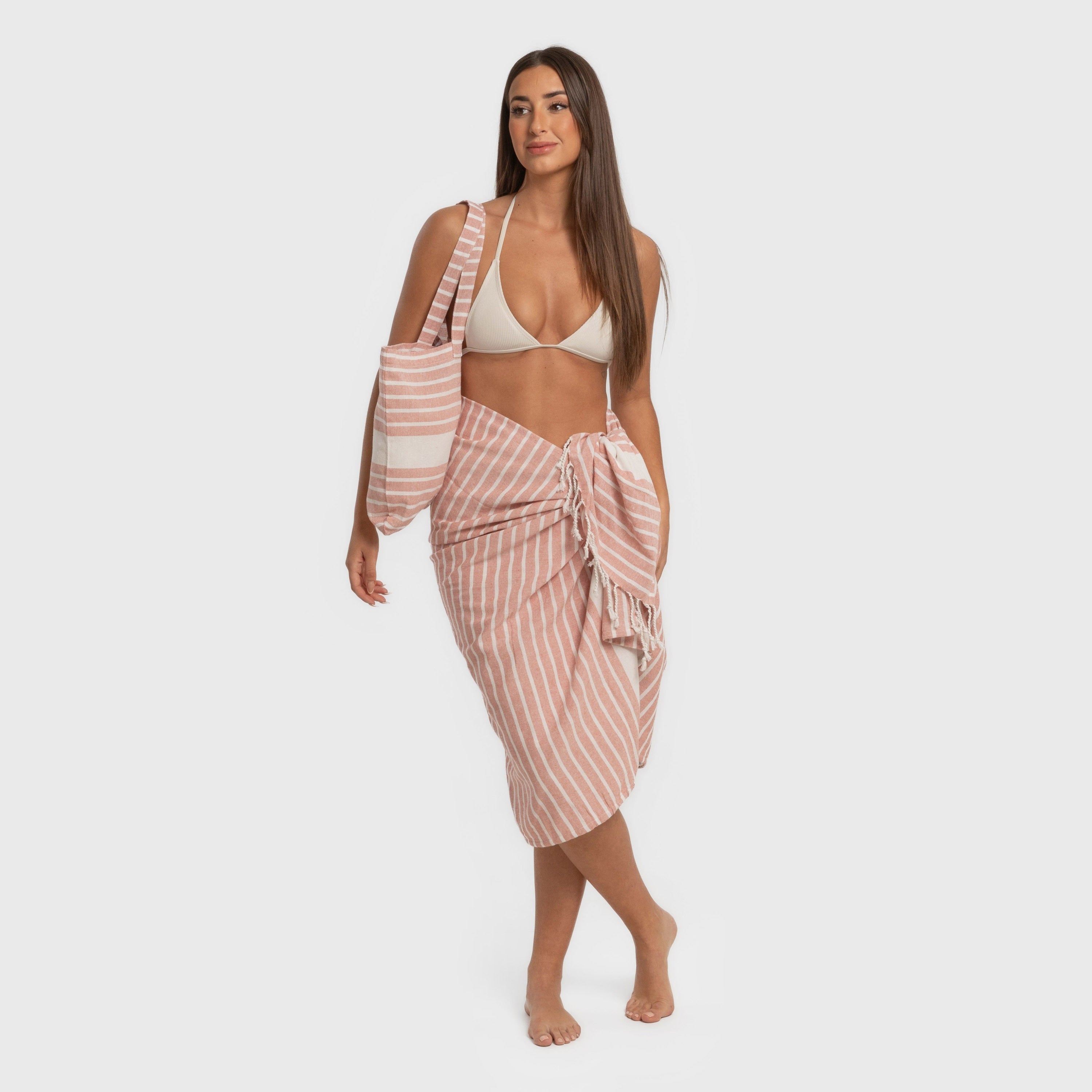 PACK PAREO ASCIUGAMANO + BORSA A RIGHE ALG