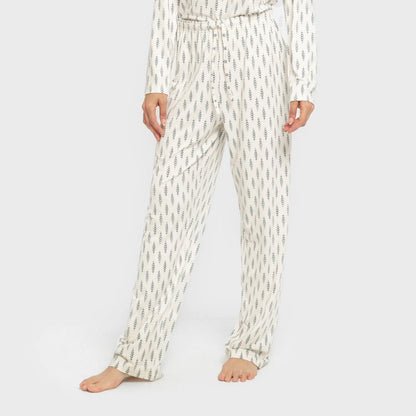 Pigiama lungo da donna, morbido a spina di pesce