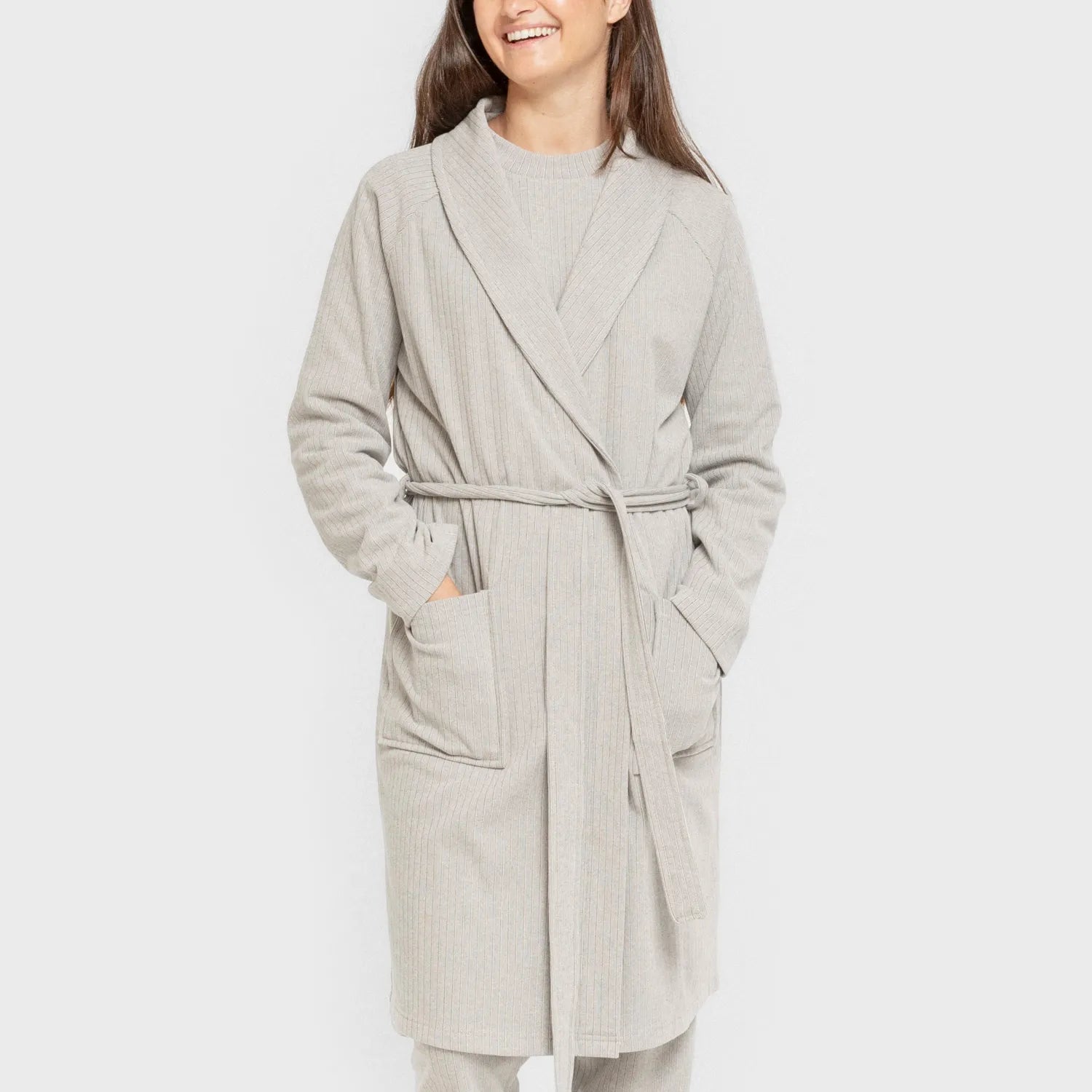 VESTAGLIA CANALE A RIGHE LARGHE IN TINTA UNITA