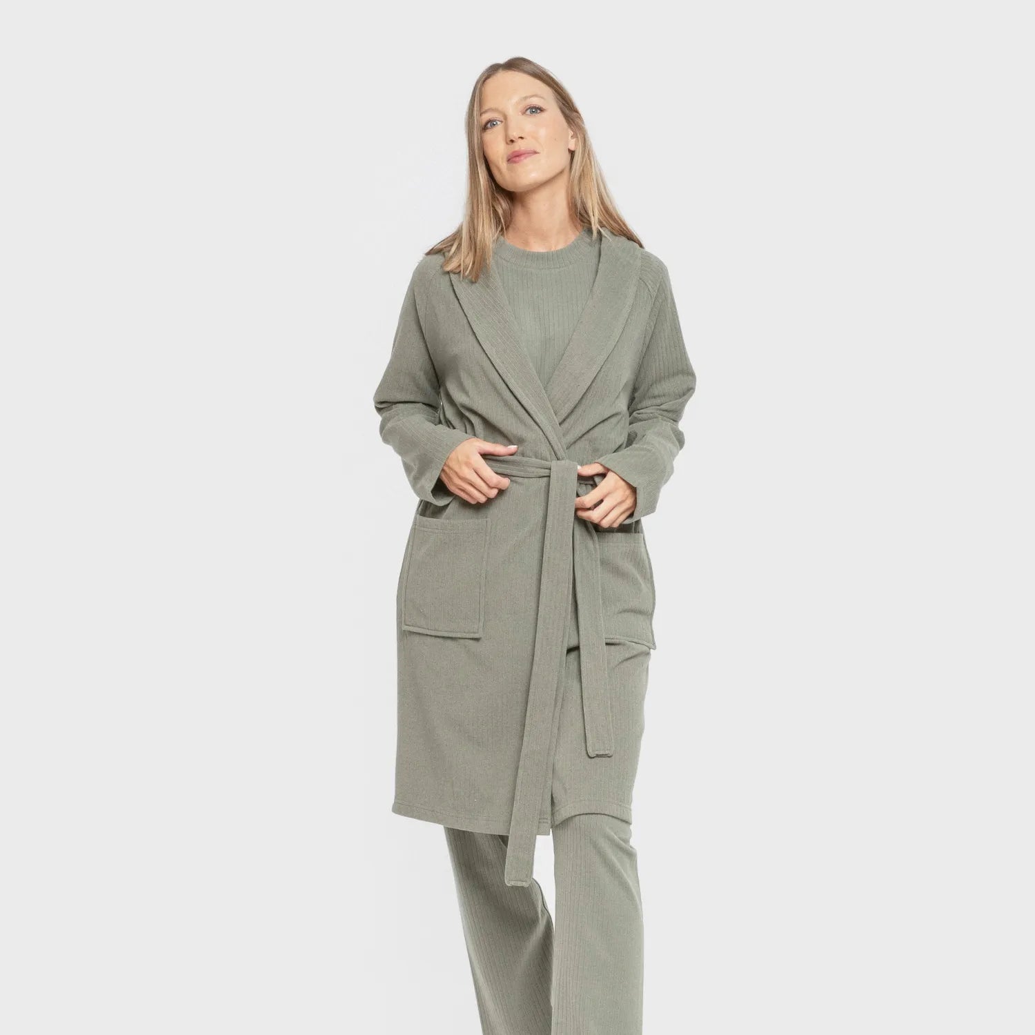 VESTAGLIA CANALE A RIGHE LARGHE IN TINTA UNITA