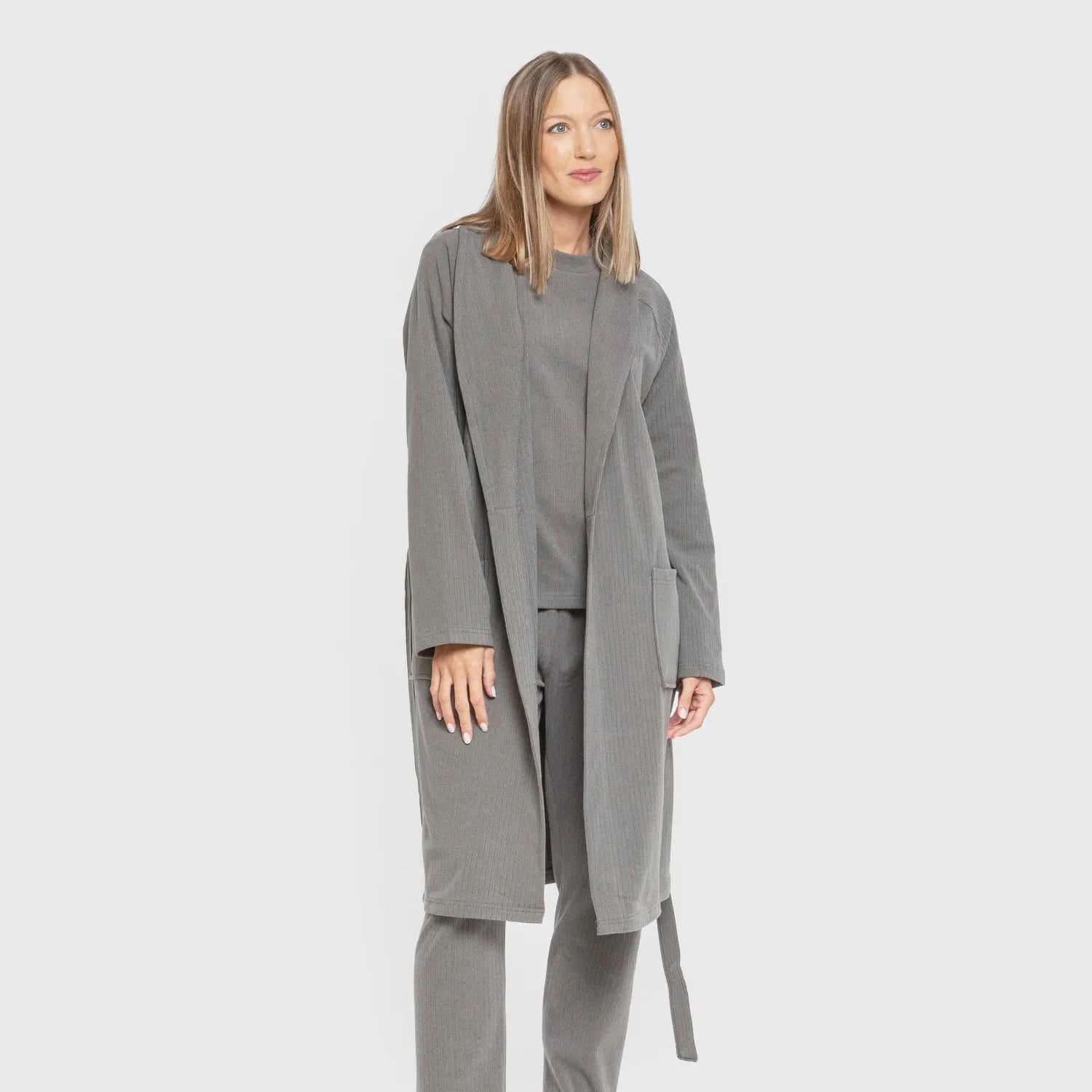 VESTAGLIA CANALE A RIGHE LARGHE IN TINTA UNITA