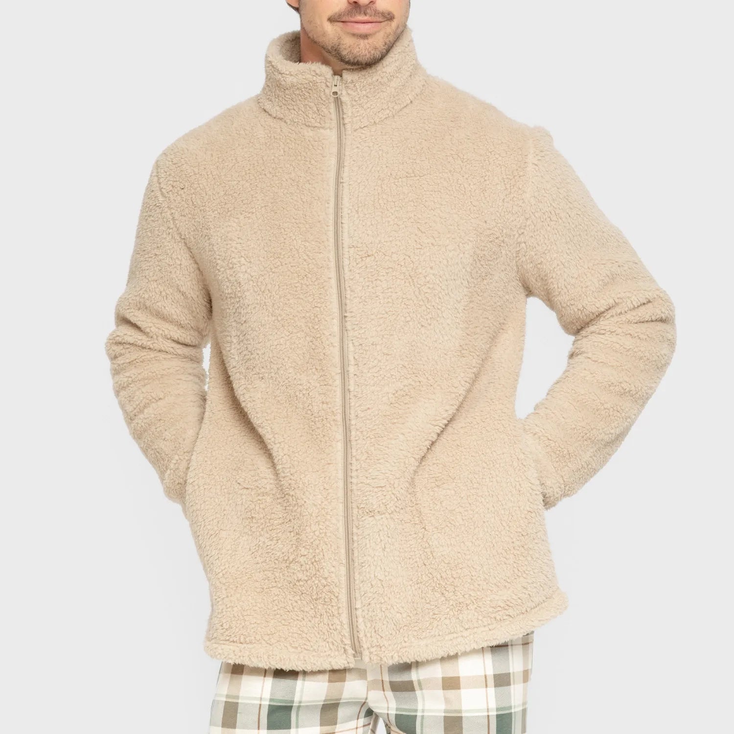 Felpa Sherpa tinta unita da uomo