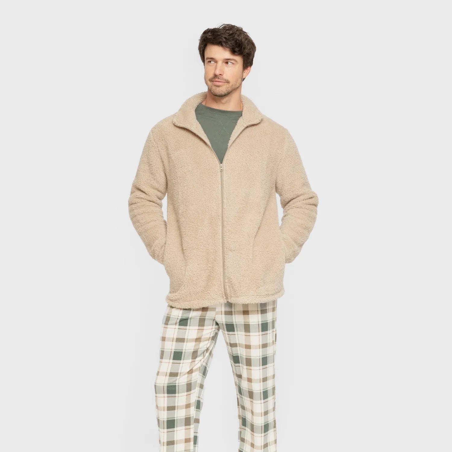 Felpa Sherpa tinta unita da uomo