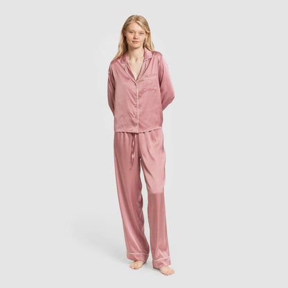 Pigiama lungo in raso da donna Friday Solid