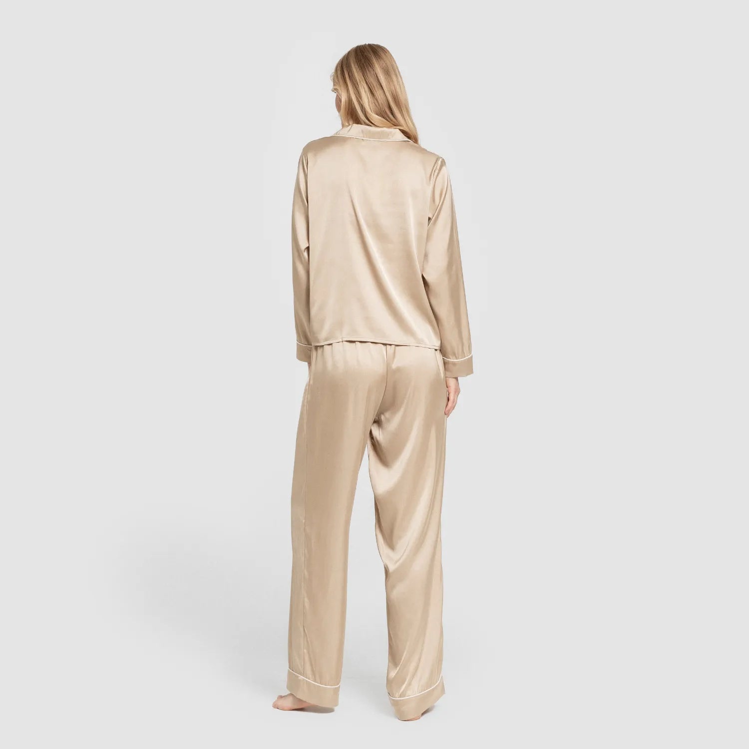 Pigiama lungo in raso da donna Friday Solid