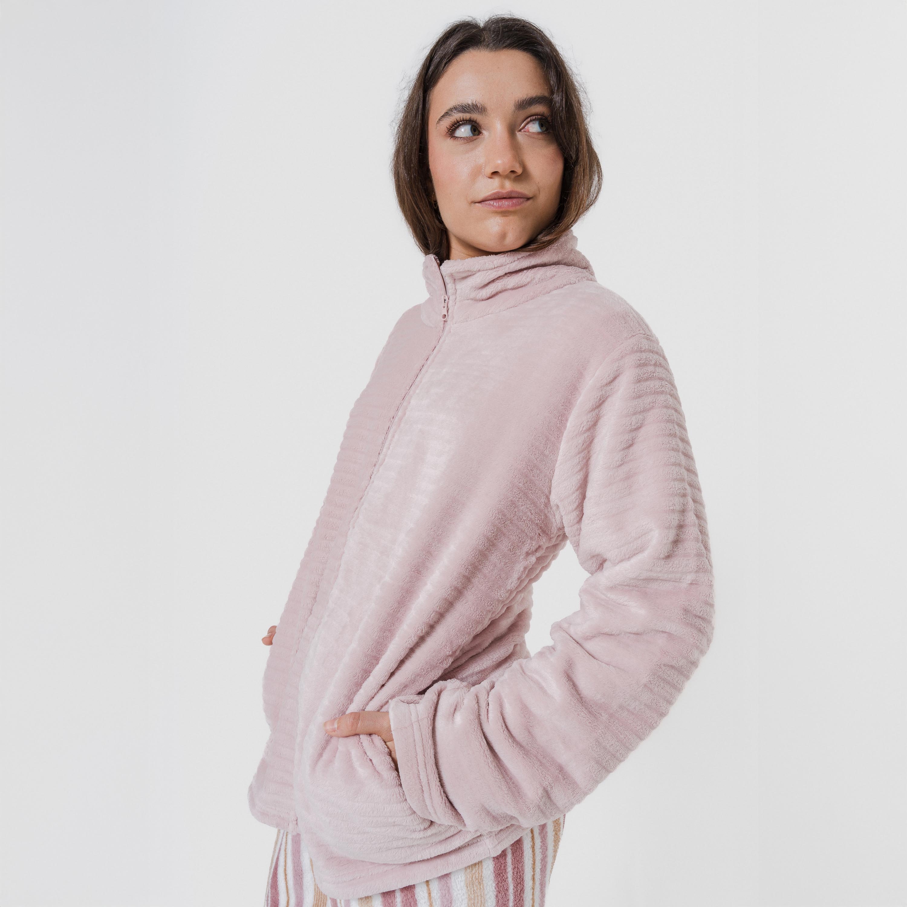 FELPA IN VELLUTO A RIGHE SEMPLICI DA DONNA