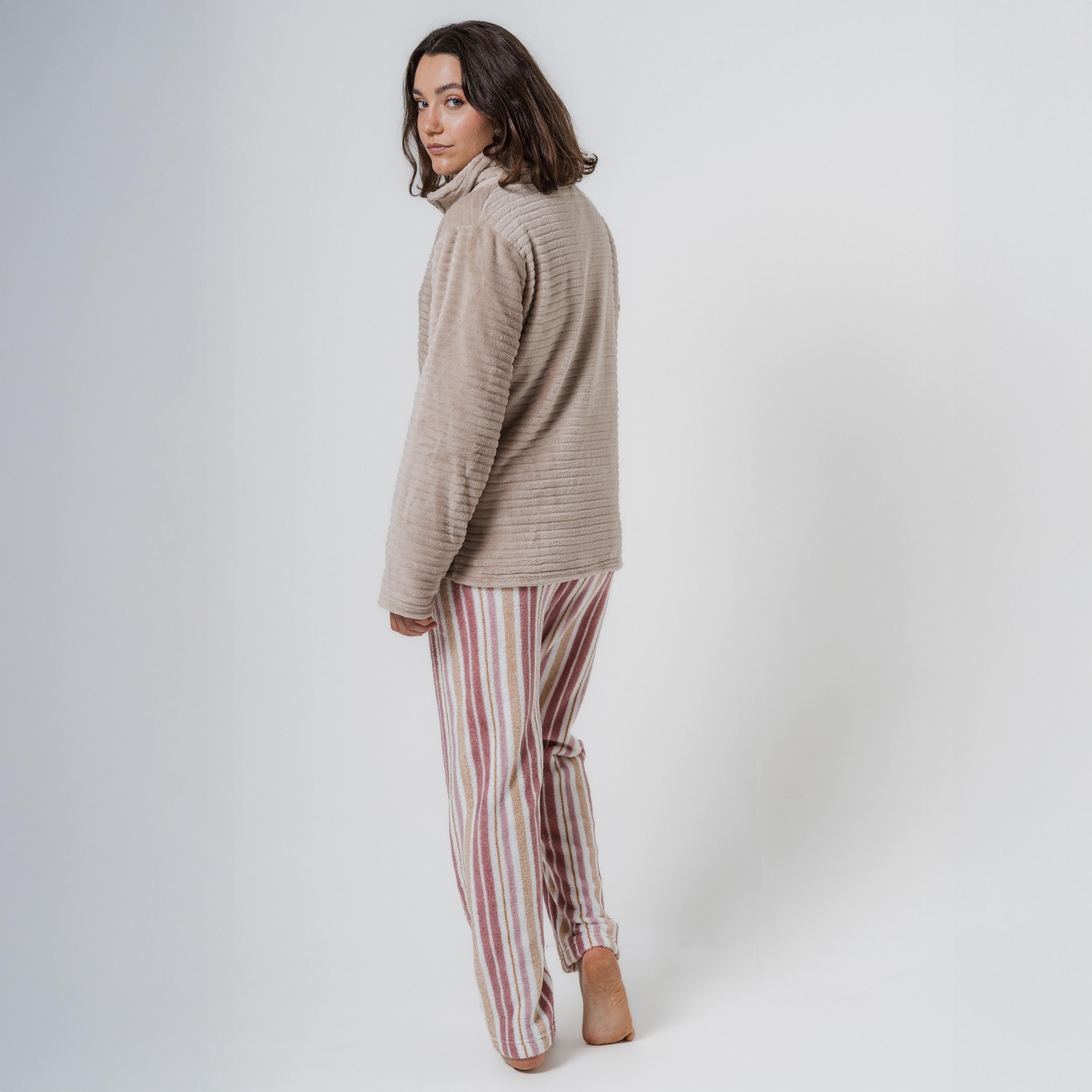 FELPA IN VELLUTO A RIGHE SEMPLICI DA DONNA