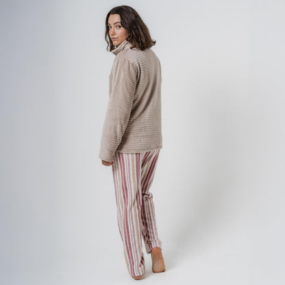 FELPA IN VELLUTO A RIGHE SEMPLICI DA DONNA