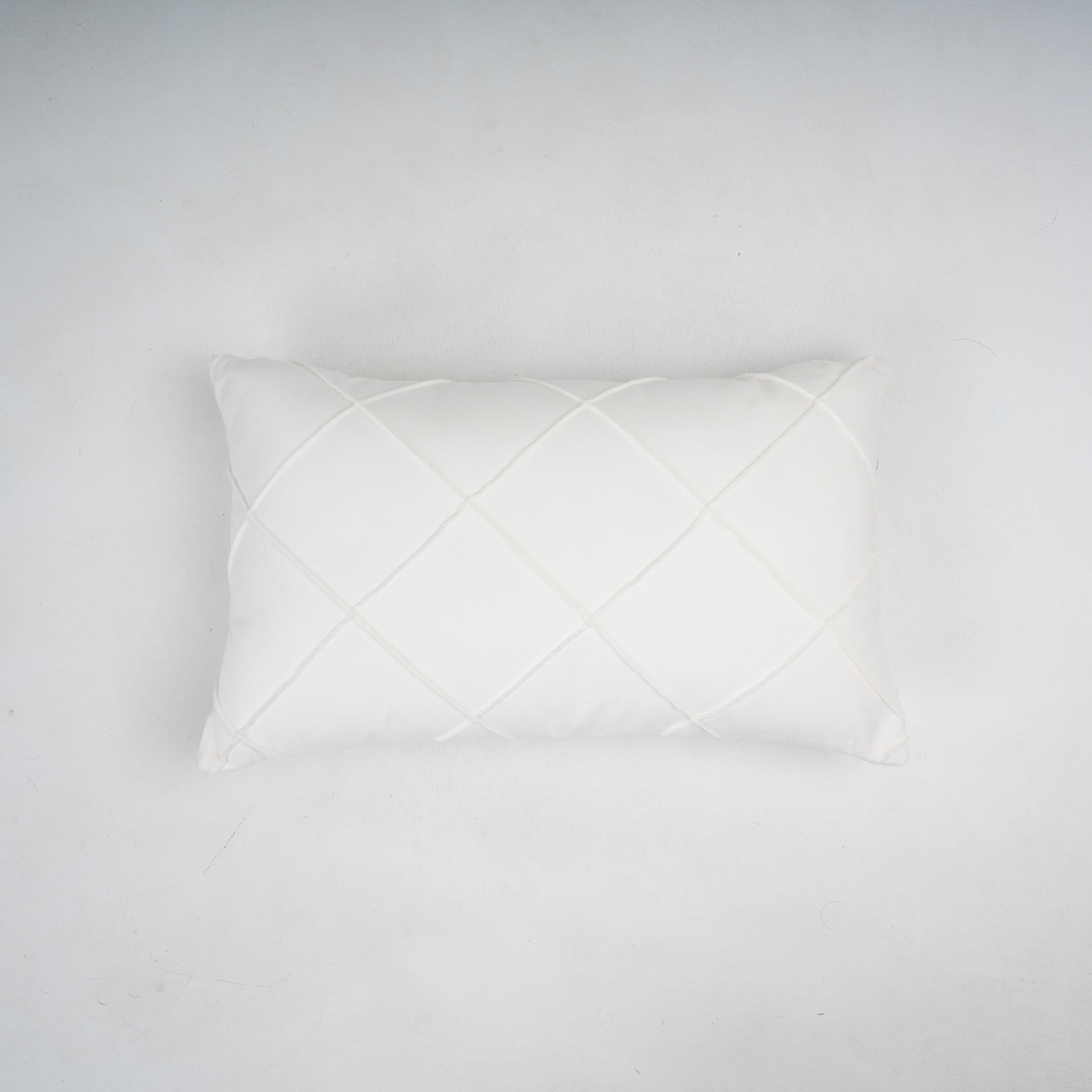 Cojín rectangular terciopelo algodón Rombo blanco - funda + relleno