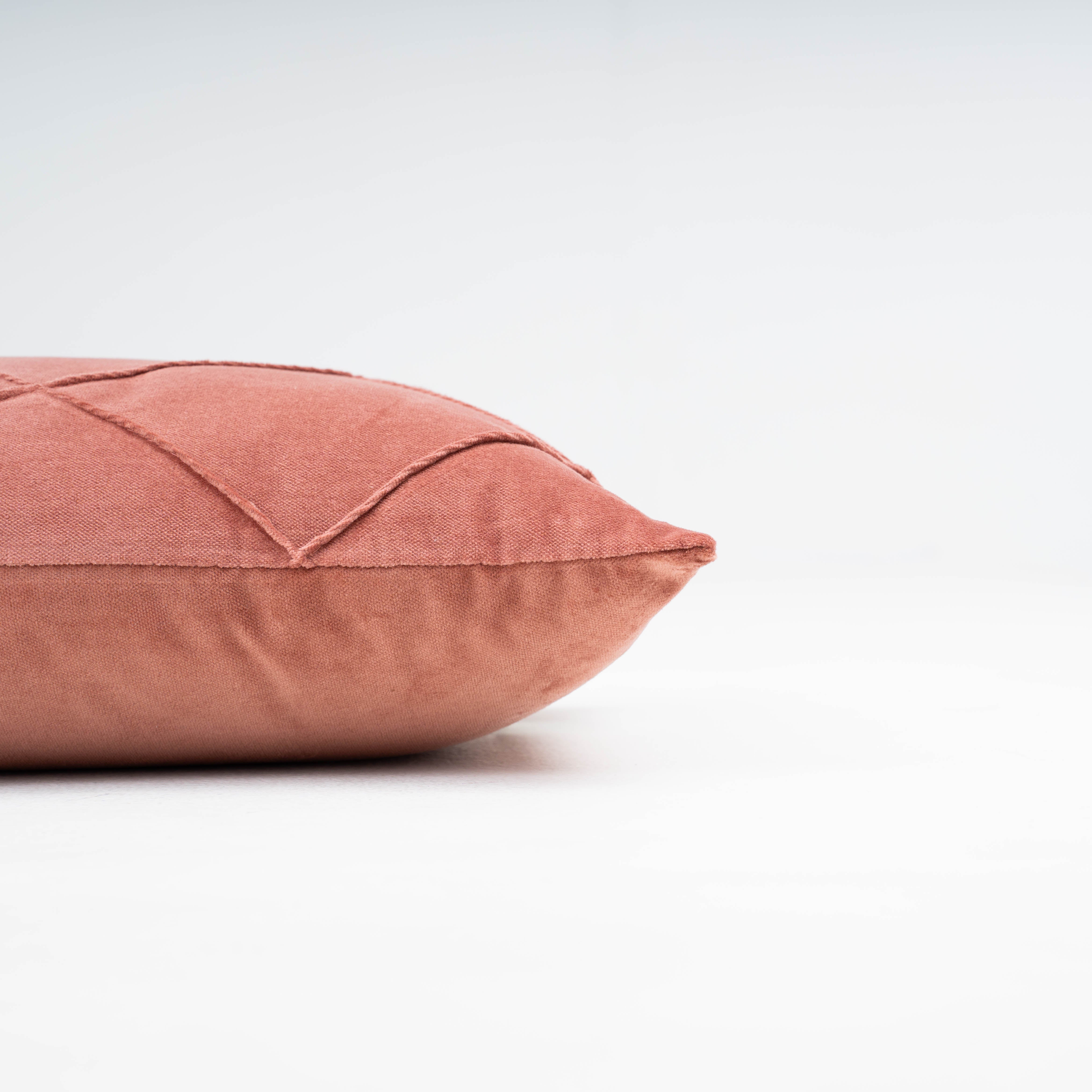 Cojín rectangular terciopelo algodón Rombo rosette - funda + relleno