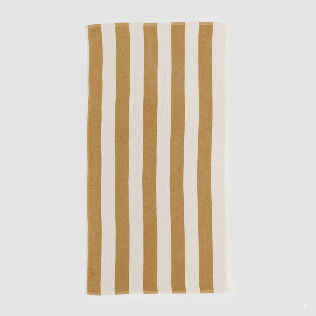 Toalla Playa Algodón 400gr Raya Ocre