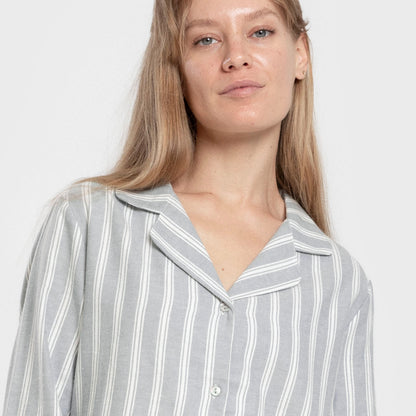 Pijama franela manga larga camisero mujer Raya Marsella verde azulado