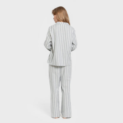 Pijama franela manga larga camisero mujer Raya Marsella verde azulado