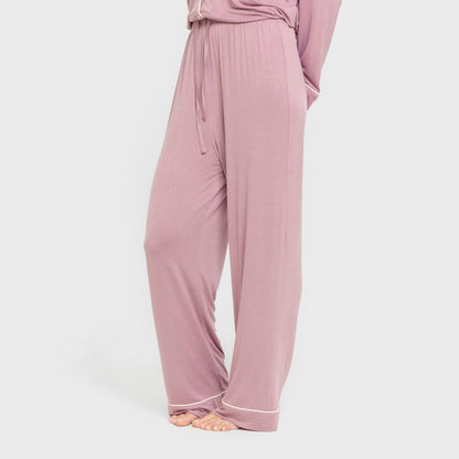 Pijama manga larga camisero viscosa punto mujer Berenjena Seco