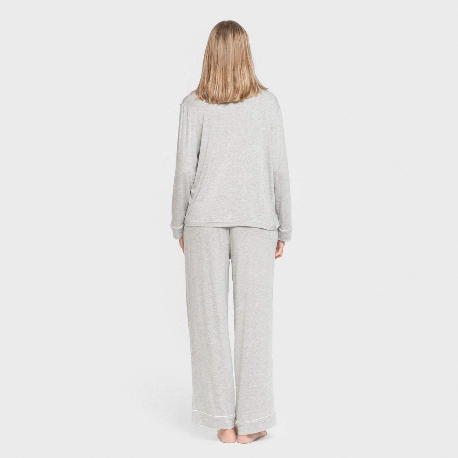 Pijama manga larga camisero viscosa punto mujer Gris