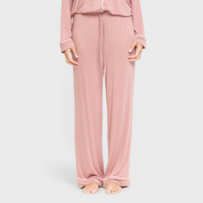 Pijama manga larga camisero viscosa punto mujer Rosa Malva