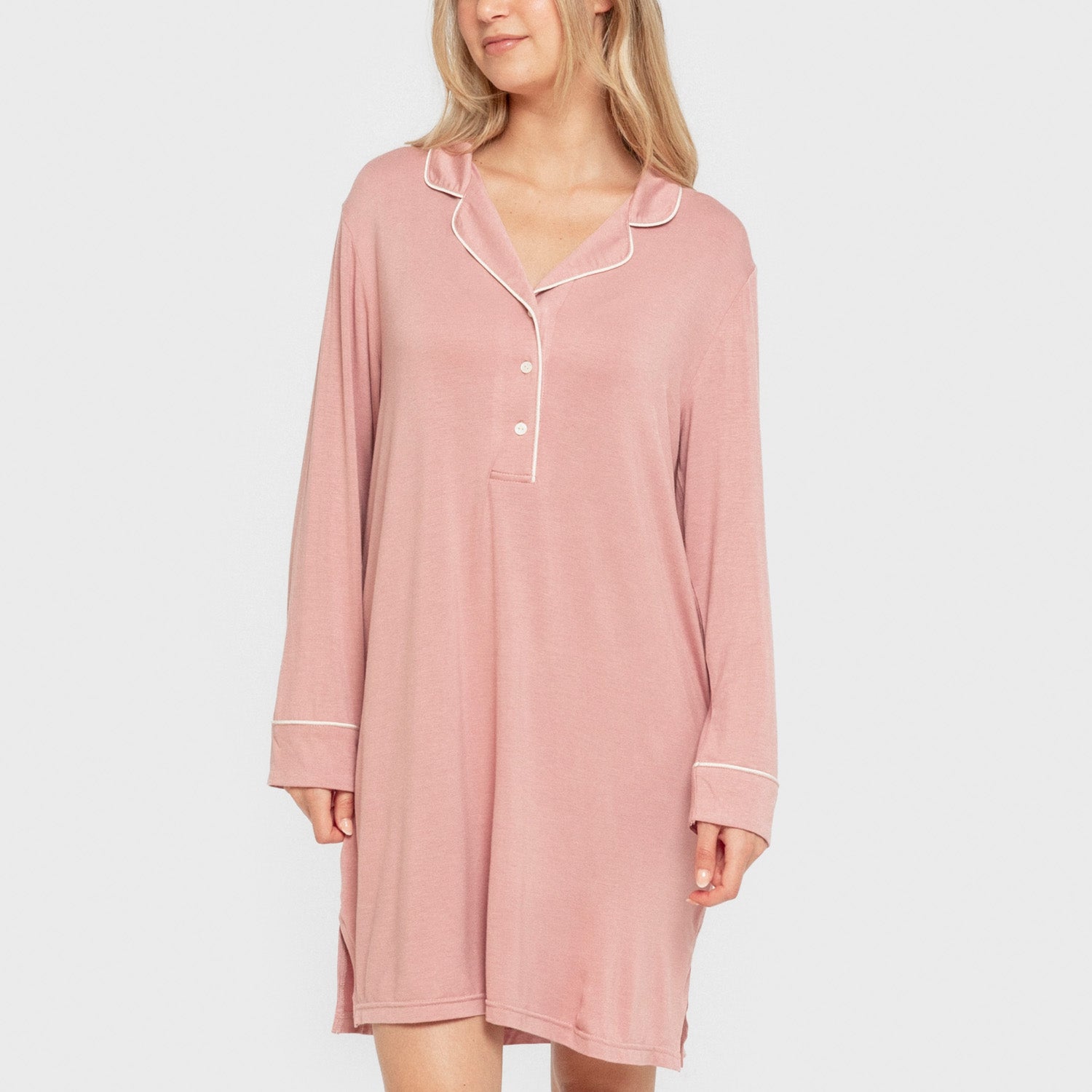 Camisón camisero viscosa punto mujer Rosa Malva
