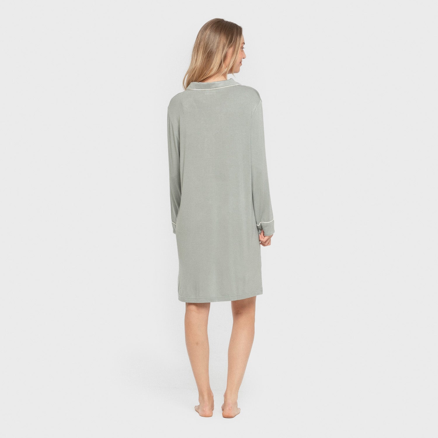 Camisón camisero viscosa punto mujer Verde Keike