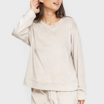 Pijama terciopelo super soft liso Beige