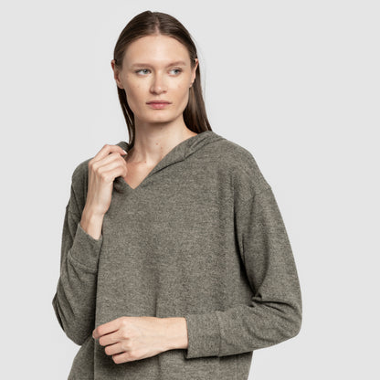 Sudadera capucha new punto extra suave mujer verde