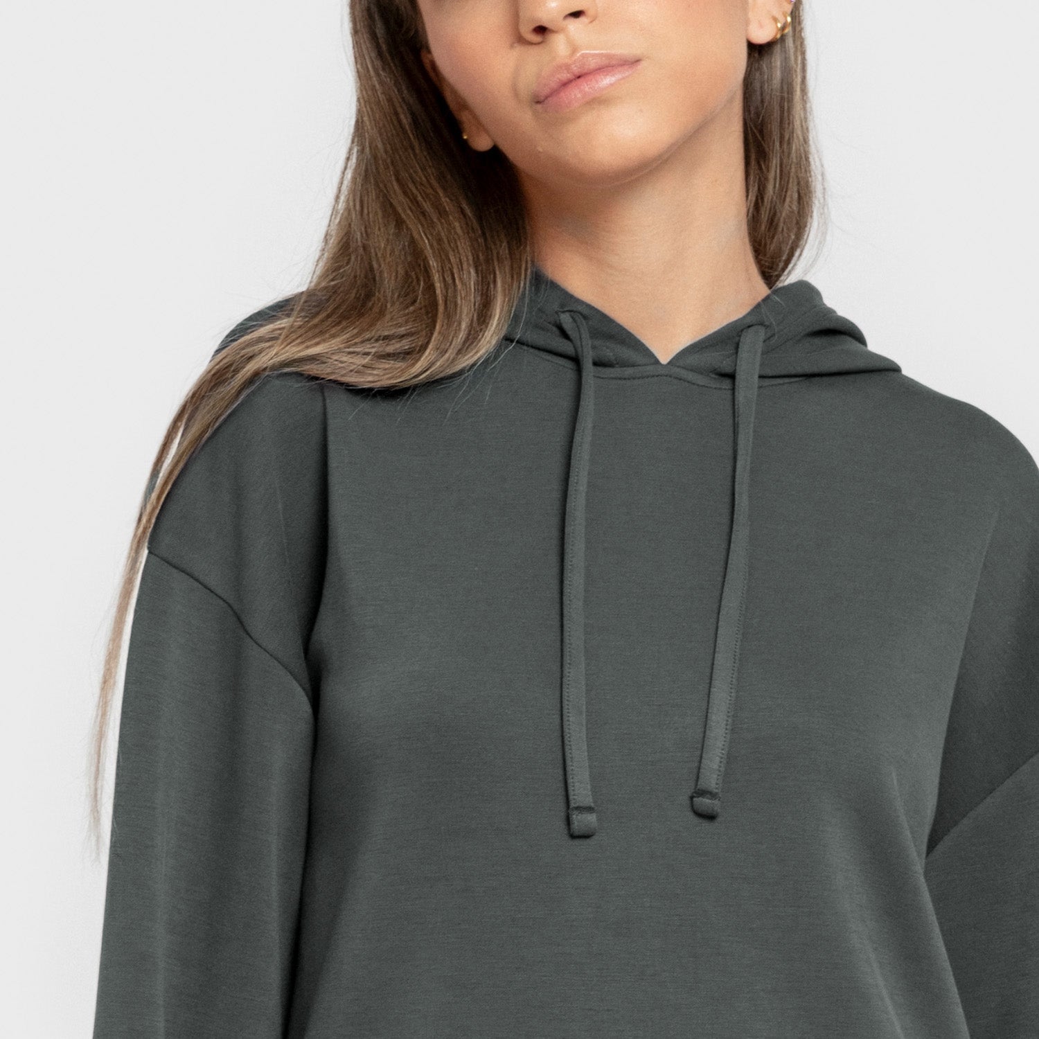 Sudadera capucha estilo modal mujer azul agua